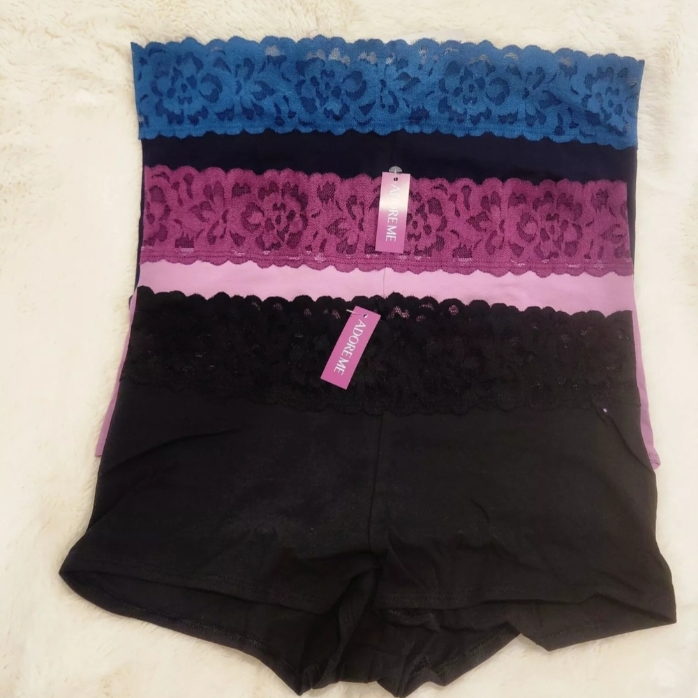 Women's Lace Trim Intimates Set - Blue, Purple, Black